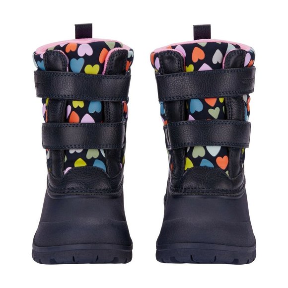 NEW Carter's Kid Baby Navy Blue Waterproof Strap Fleece Lined Heart Snow Boot - Picture 2 of 2